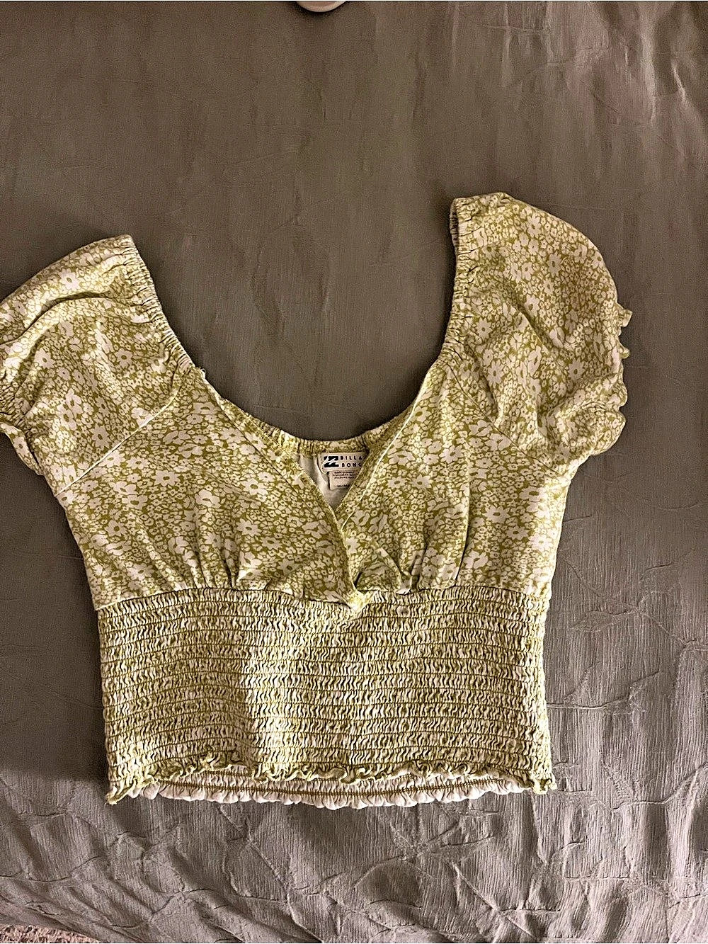 Billabong Spring Air Crop Top Floral Green & White, medium